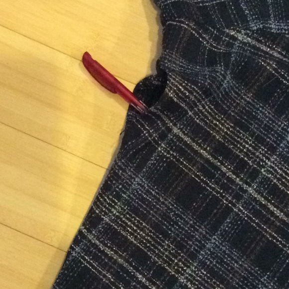 Textured boucle navy plaid dress, with pockets - Picture 5 of 8